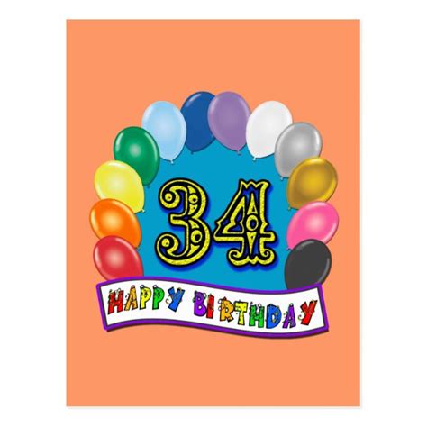 Happy 34th Birthday Cards - Greeting & Photo Cards | Zazzle