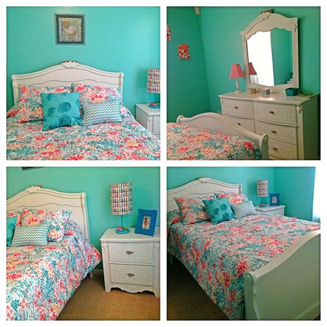 Turquoise and coral girl's bedroom Turquoise Bedroom Decor, Bedroom Turquoise, Teal Bedroom ...