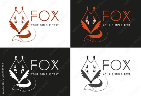 Fox logo. black and white and color icons of fox Stock Vector | Adobe Stock