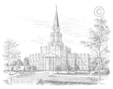 Houston Temple Sketch (5x7 Print) | Houston texas temple, Lds artwork, Lds art