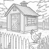 Premium Photo  Childrens coloring Page chicken coop Cartoon Style sketch template