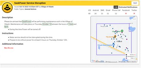 Power Outage Thursday, October 12, 2023 - Village of Vibank