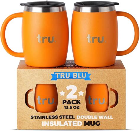 Insulated Coffee Mug with Lid (Set of 2) - Stainless Steel Camping Mug with 662187717104 | eBay