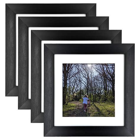 8x8 Black Square Photo Frame Set Of 4 With Mounts | A&M Natural Living