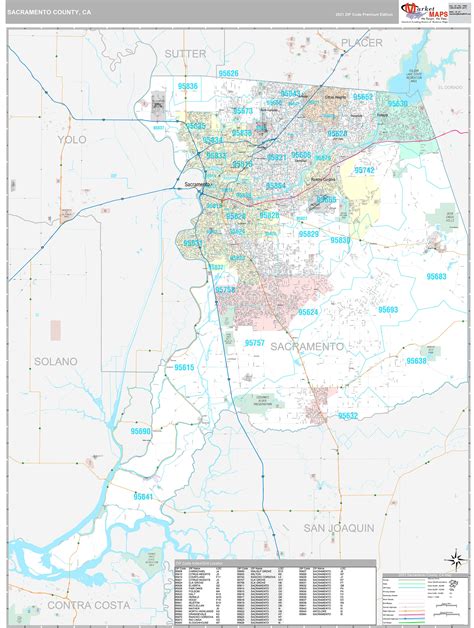 Sacramento County, CA Wall Map Premium Style by MarketMAPS