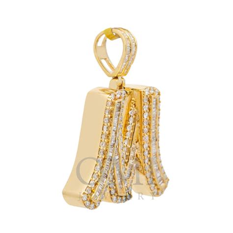 14K YELLOW GOLD DIAMOND LETTER M PENDANT 1.48 CT - OMI Jewelry