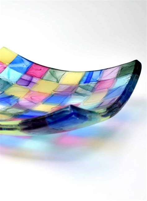 Glass Art Square Platter (Colour Squares) – David Traub – The White ...