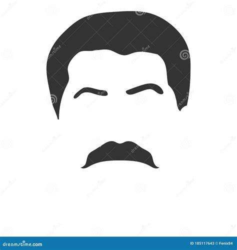 Stalin Hairstyle Template. Vector Iilustration. Hair, Eyebrows and Mustache Isolated on White ...