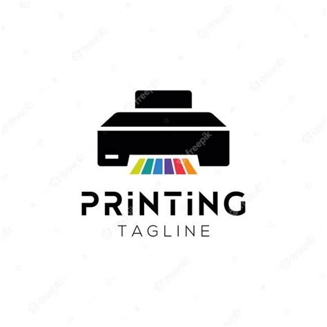 a printer logo with the word printing tagline on it and an image of a printer