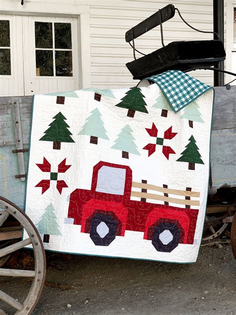 Christmas Tree Farm Quilt - Etsy Christmas Lodge, Christmas Red Truck, Orange Christmas ...