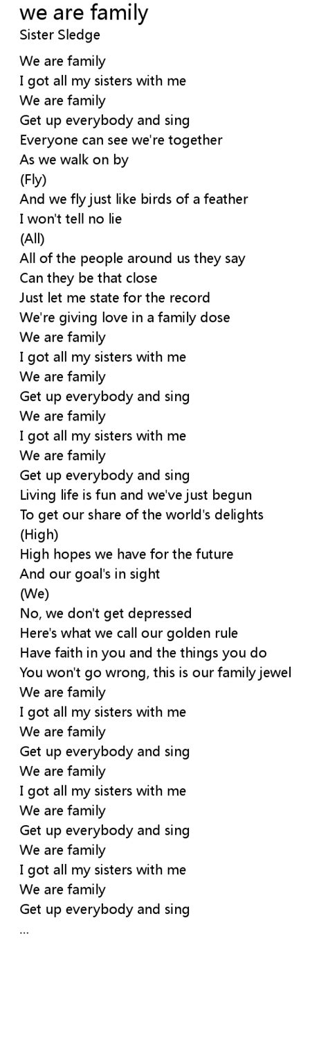 we are family Lyrics - Follow Lyrics