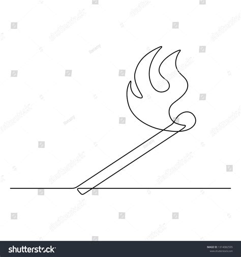 Continuous Line Drawing Burning Match Black Stock Vector (Royalty Free ...