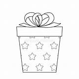 Cute Present With Stars Coloring Book Black And White Vector  sketch template