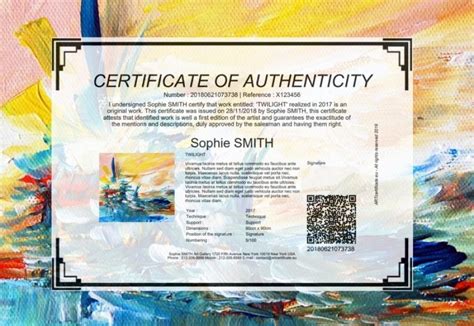 Certificate Of Authenticity Art Template