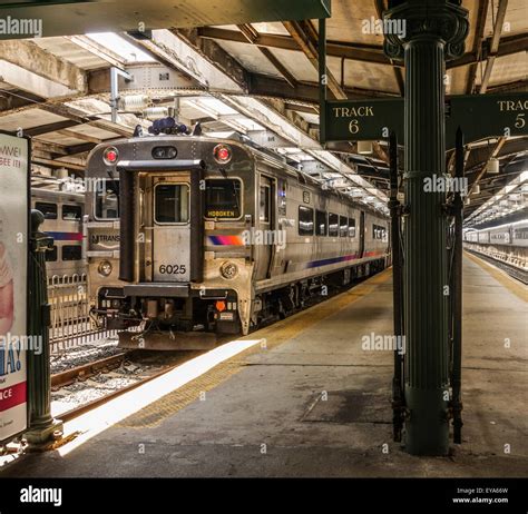 Train station, Erie Lackawanna Hoboken, historical Train Terminal, New Jersey USA Stock Photo ...