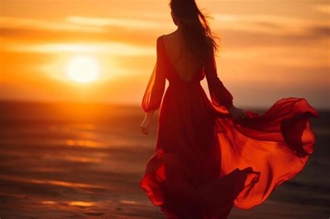 Premium Photo | Sunrise red dress