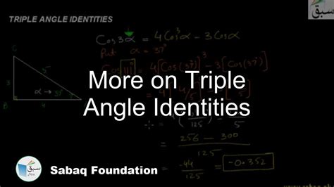 More on Triple Angle Identities, Math Lecture | Sabaq.pk - YouTube