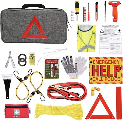 Thrive | Car Emergency Tool Kit with Jumper Cables + First Aid Kit | 104 Piece Auto Safety ...