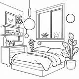 Premium Vector  Coloring page Design interior Of Cozy Modern Bedroom sketch template