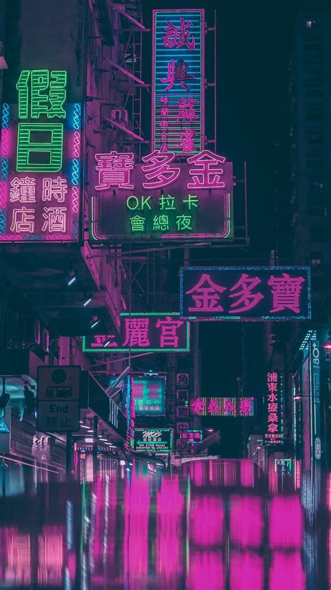 assorted neon light signage on street during night... iPhone 8 Wallpapers Free Download