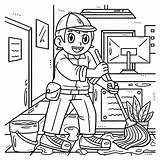 Kids Cleaning Coloring Pages sketch template