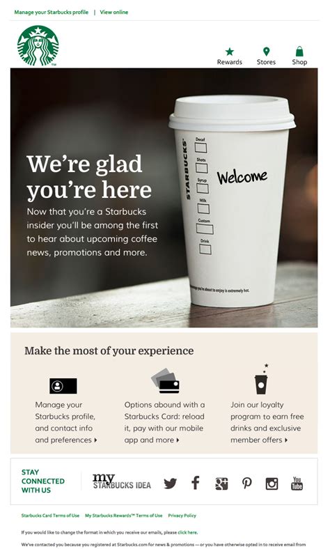 Welcome Email - Starbucks | Email template design, Email marketing ...