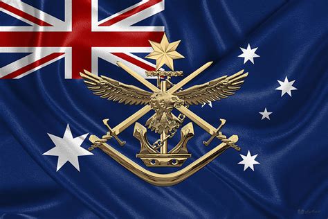 Australian Defence Force - A D F Badge over Australian Flag Digital Art by Serge Averbukh