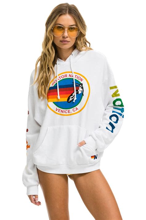 AVIATOR NATION RELAXED PULLOVER HOODIE - WHITE - Aviator Nation