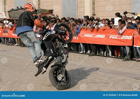 Motor Cyclists KTM Bikers Perform Stunts ,Hyderabad Editorial Image ...