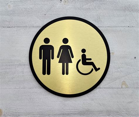 Modern bathroom signs. Handicap accessible restroom. Signs for all ...