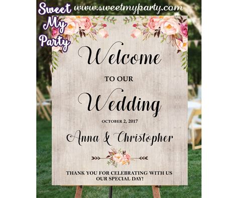 Floral wedding welcome sign|Floral wedding reception signs|Boho wedding ...