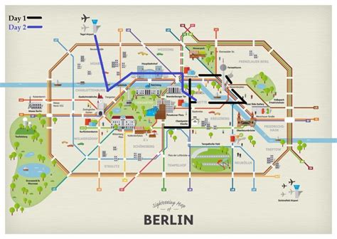 a map of berlin with all the major attractions and places to go on it ...