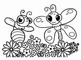 Cute Bee And Butterfly coloring Page  Download Print Or Color Online sketch template