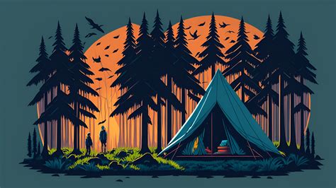 Tent Forest Adventure Minimal 4K Wallpaper, HD Artist 4K Wallpapers, Images and Background ...
