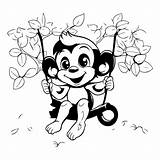 Premium Vector  Cute monkey swinging On A swing Illustration sketch template