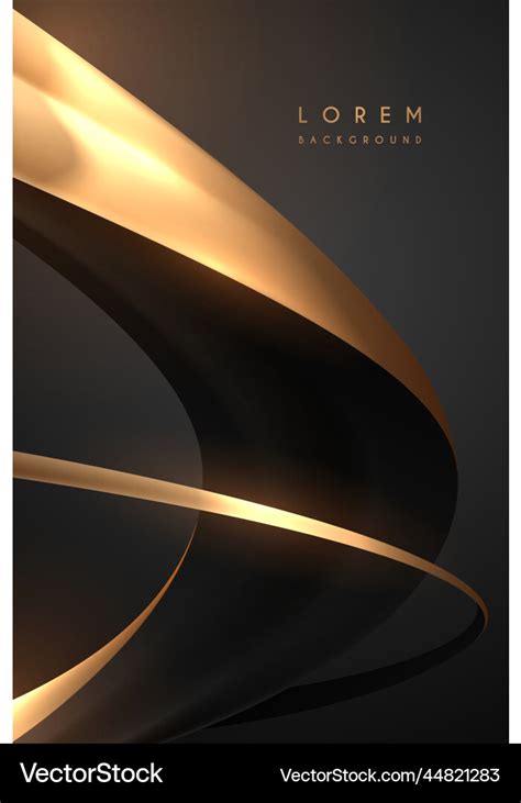 Abstract black and gold swirl lines background Vector Image