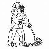 Janitor Coloring Page Stock Illustrations – 145  sketch template