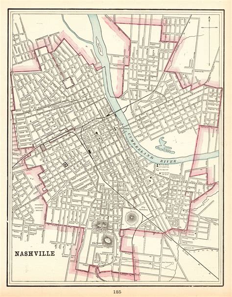 1894 Antique NASHVILLE Tennessee Street Map George Cram City - Etsy ...