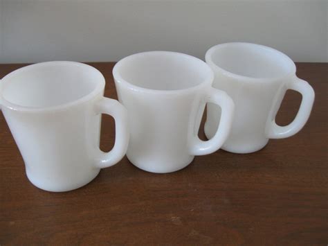 Vintage White Fire-King Coffee Mug Cups 1950s Set of by Petuniapie