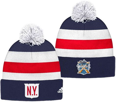 Amazon.com : adidas New York Rangers 2018 Winter Classic Cuffed Pom ...