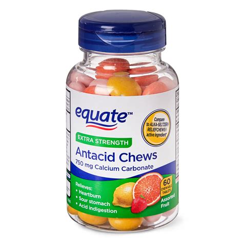 Equate Extra Strength Heartburn + Antacid Relief Chews, Assorted Fruit ...