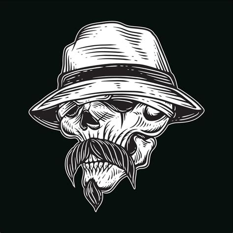 Dark Art Skull Gangster Tattoo Vintage gangsta apparel hand drawing style illustration 24396043 ...