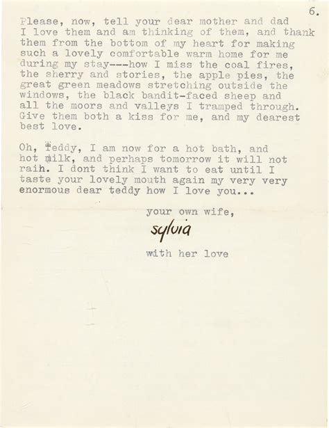 Sylva Plath | Typed letter signed, to Ted Hughes, "something wonderful and incredible has ...