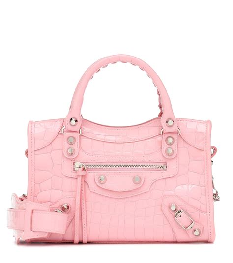 Balenciaga Leather Classic City Croc-effect Shoulder Bag in Pink - Lyst