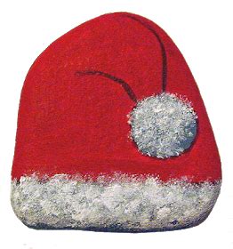 Painted Stone Santa Hat with White Fleece Christmas Rock, Christmas Crafts For Kids, Christmas ...