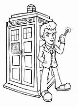 Simple Tardis Coloring Page sketch template