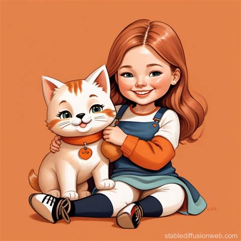 Joyful Girl with Stuffed Dog in Terracotta Style | Stable Diffusion Online