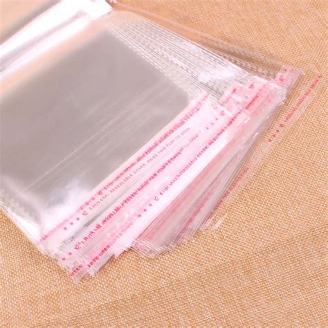 100pcs Clear Plastic Bag 16x23cm +4cm Self Adhesive bag Clear Plastic ...