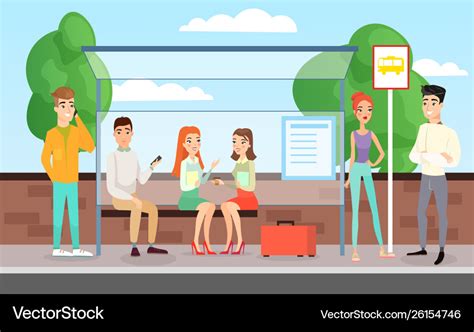 People waiting for a bus Royalty Free Vector Image