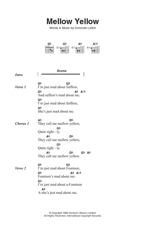 Mellow Yellow by Donovan - Guitar Chords/Lyrics - Guitar Instructor